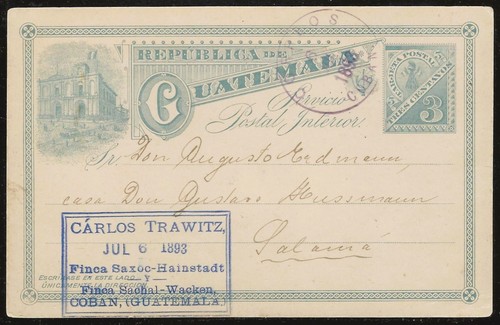 Guatemala 1893 postcard finca - guatemala,